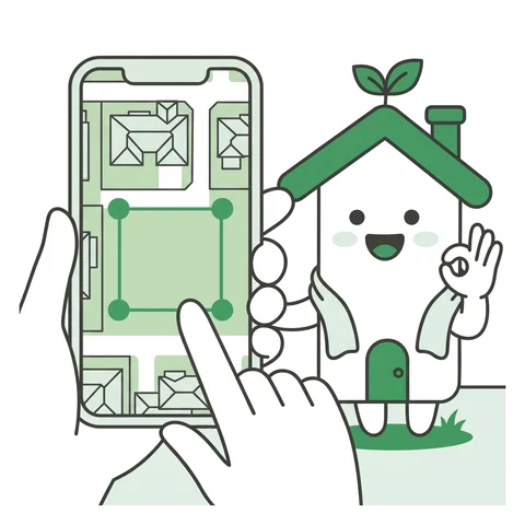 スマホの地図で庭を指で囲む